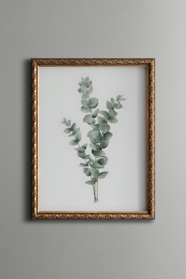 Eucalyptus Branch - Vintage Patterned Painting - Slim Model