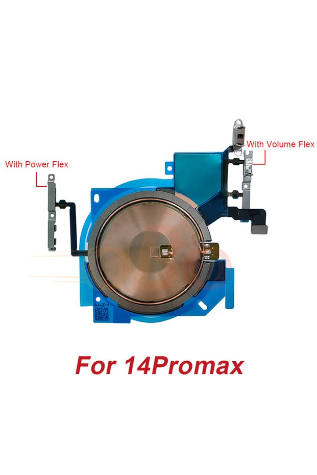For 14Promax Wireless Charging Coil Sticker With Power Volume Flex Cable For iPhone 12 13 Mini 14 Pr