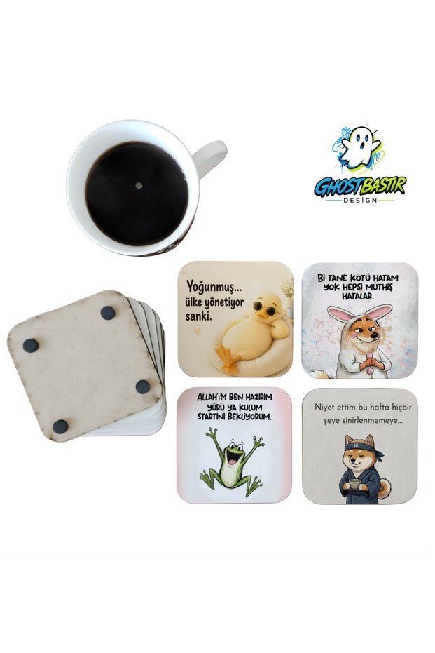 Funny Written Decorative Wooden Coaster Set 0159