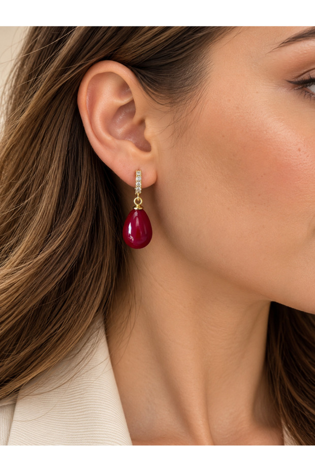 Suyolu Earrings with a Popular Design, Burgundy, Drop Style, Acr9673