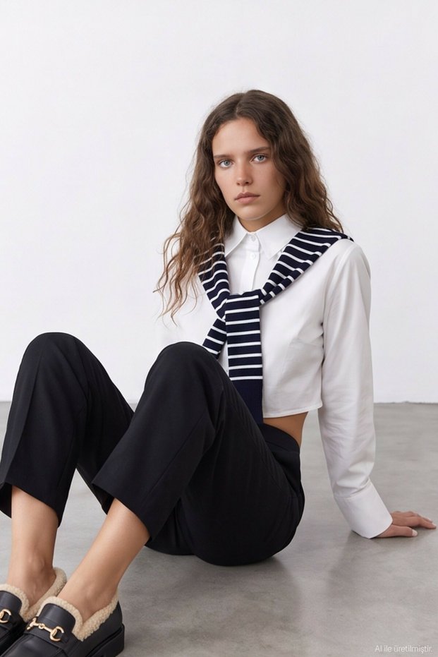 Women's Ecru Knit Detailed Shirt