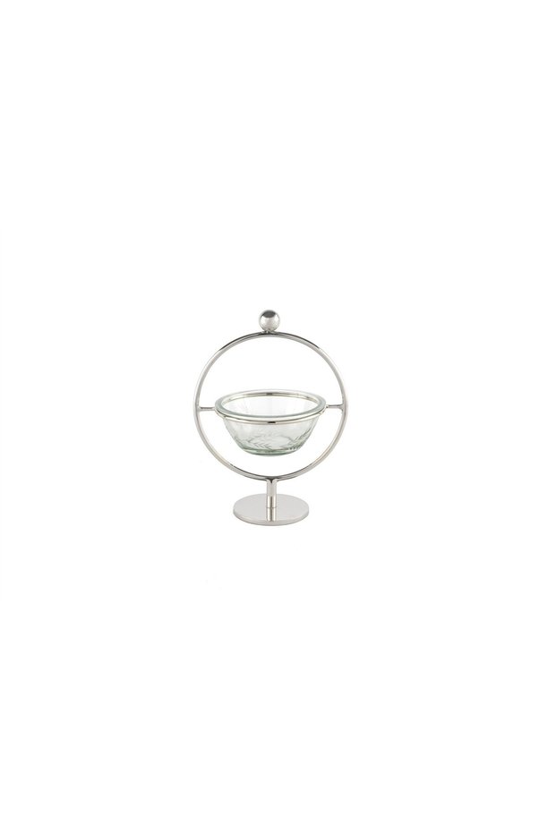 Silver Glass Serving Bowl 13X18X24Cm