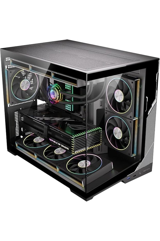 علبة كمبيوتر ESGAMING Zero M-ATX، تصميم ميني تاور، تدفق هواء ممتاز، مخصصة للألعاب. | 8 ° قاعدة مائلة | بانورامي V