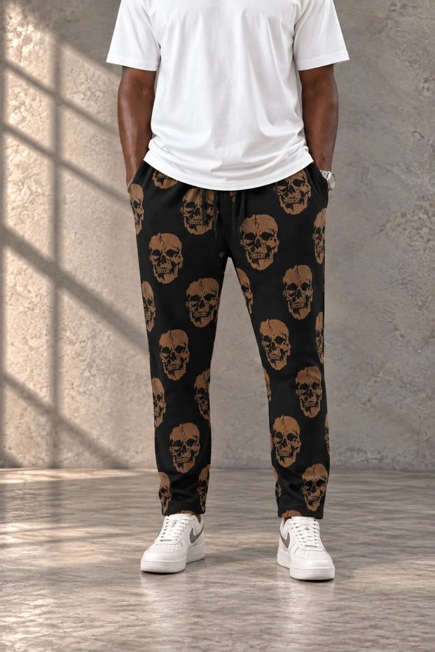 Patterned Trousers with Elastic Waist