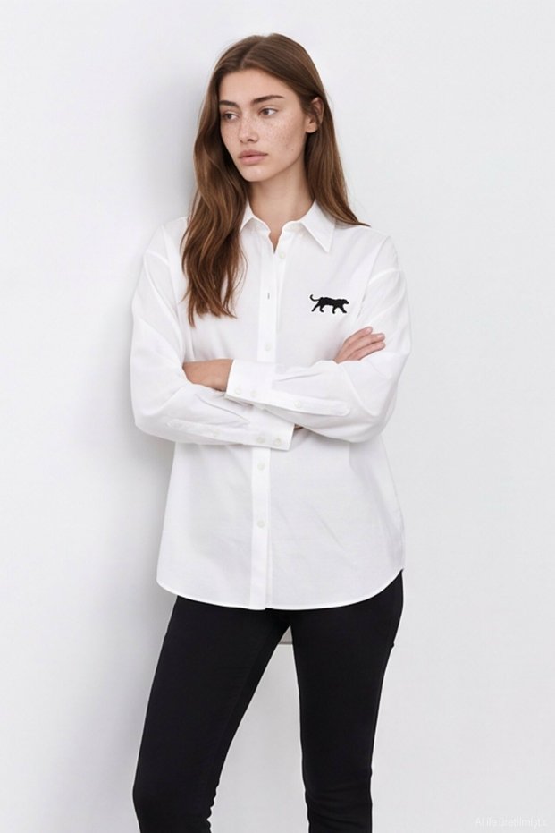 Women's Ecru Embroidered Shirt