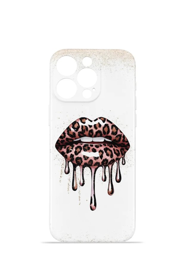 iPhone 16 Pro Max Vorian Mika Camera Protective Case, Dripping Leopard Lips Design.