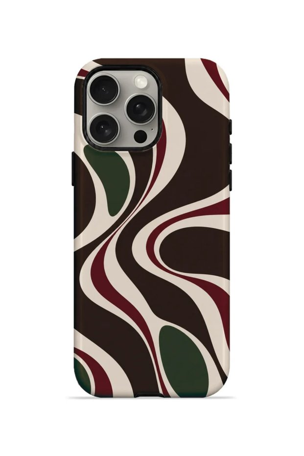 غطاء هاتف iPhone 15 Pro Max من Vorian، تصميم مزدوج الطبقات، لون إسبريسو.