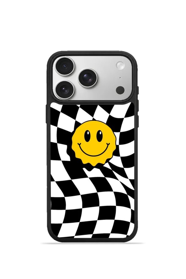 iPhone 17 Pro Max Vorian Black Hole Case, Black and White Wavy Smile Design.