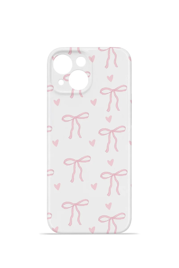 iPhone 13 Vorian Camera Protective Case with Soft Pink Ribbons.