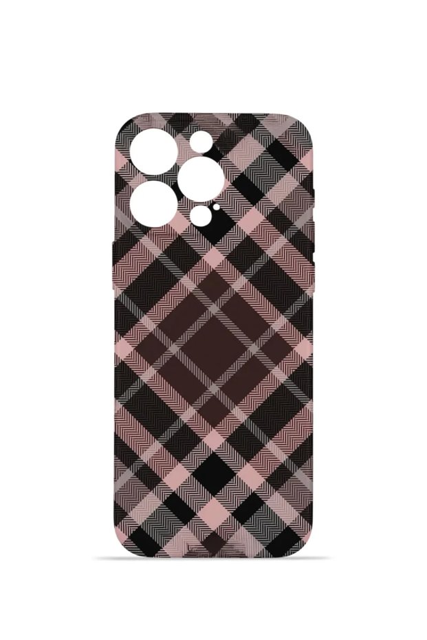 iPhone 14 Pro Vorian Camera Protective Case, Powder Black Plaid.