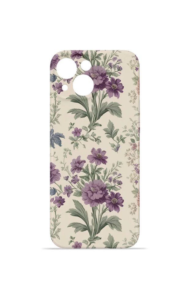 iPhone 15 Vorian Camera Protective Case, Lavender Botanical Design.