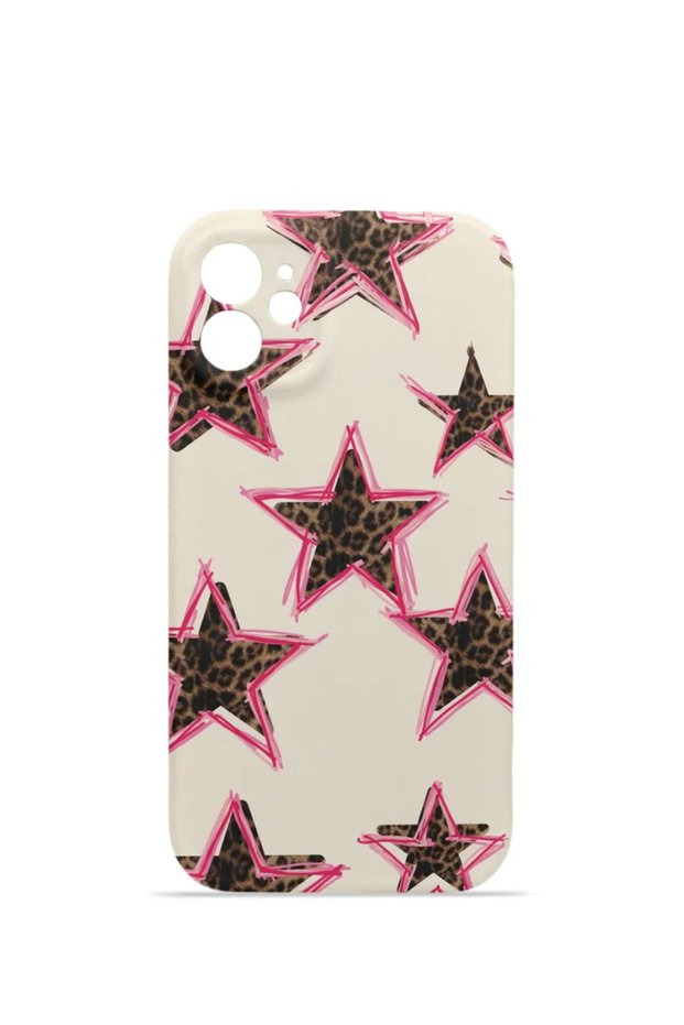 iPhone 11 Vorian Mika Camera Protective Case, Pink Leopard Star Pattern.