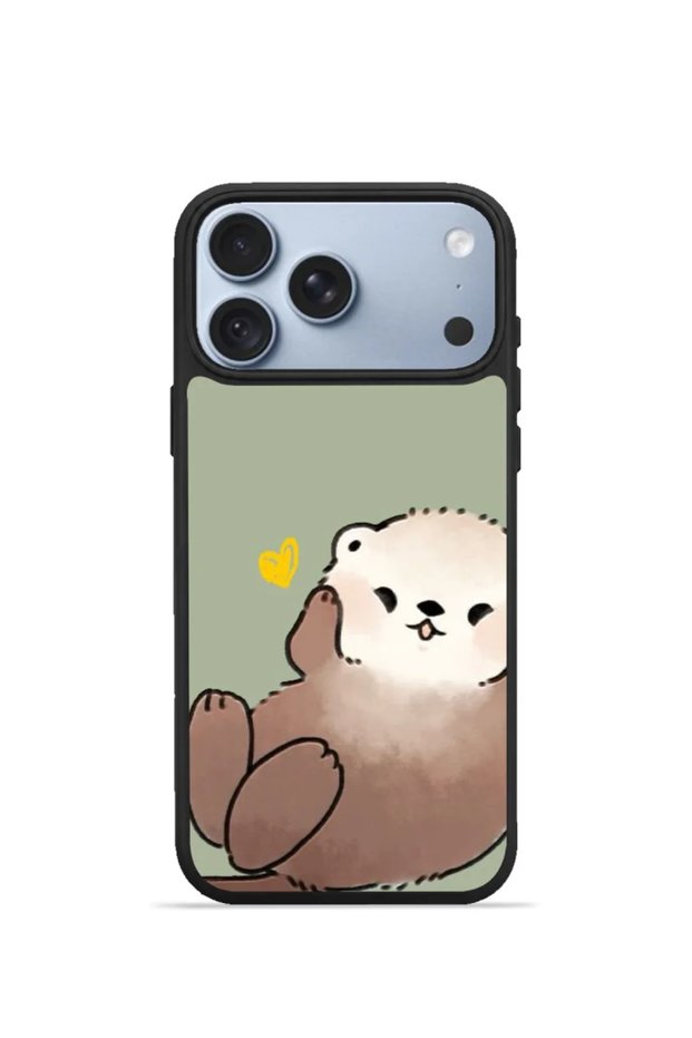 iPhone 18 Pro Max Vorian Black Hole Case, Featuring a Smiling Otter on a Green Background.