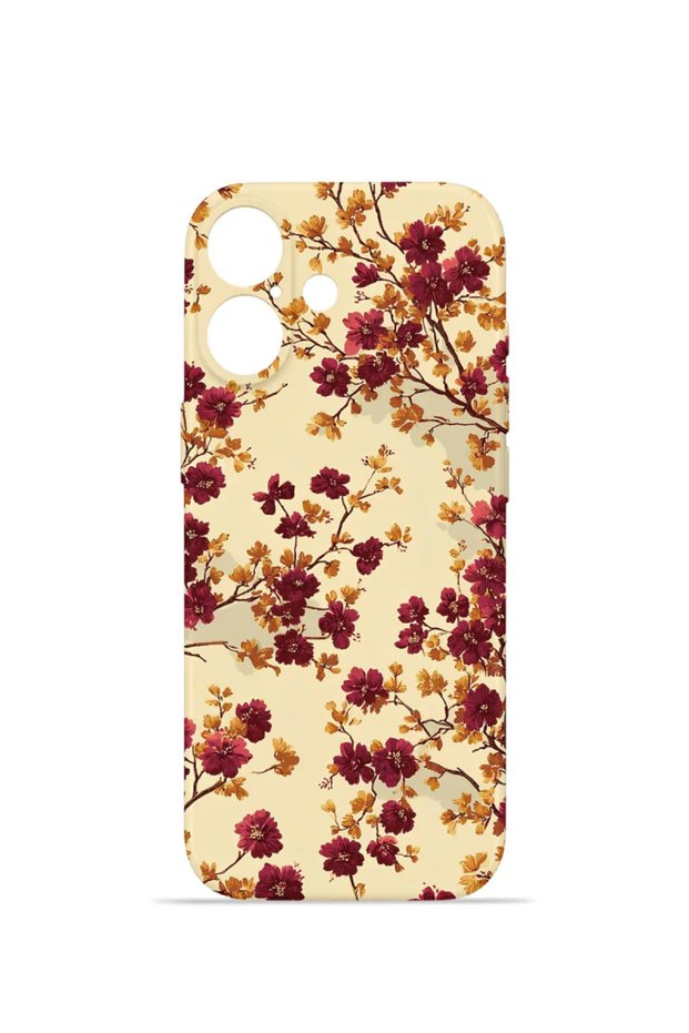 iPhone 16 Vorian Mika Camera Protective Case, Burgundy Wildflower Design.