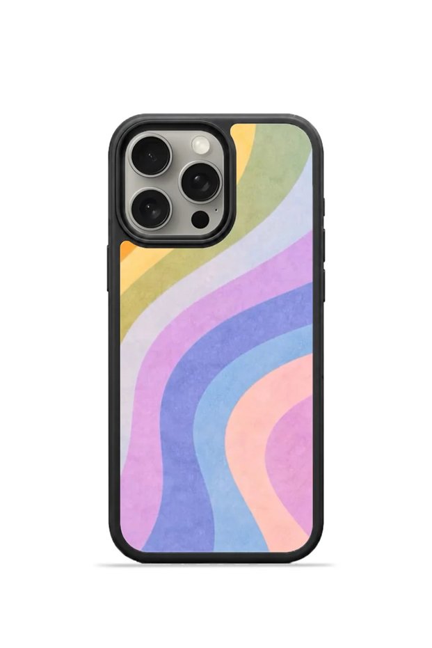 iPhone 15 Pro Max Vorian Black Hole Case, Pastel Color Wave Design.
