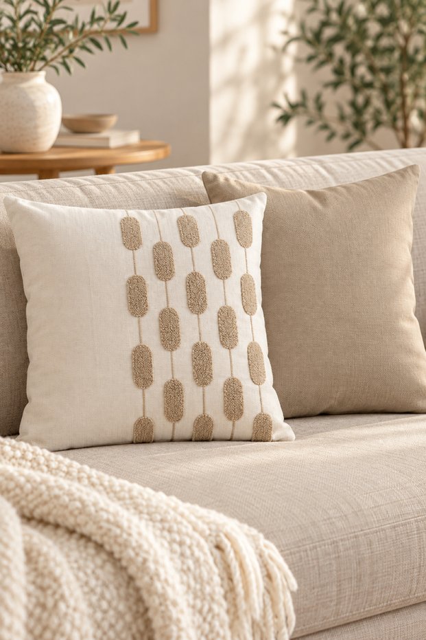 Melodi Punch Embroidered 2-Piece Throw Pillow Cover Set | Zippered 42X42 cm | Modern Sofa Throw Pillow with Pattern, Decorative