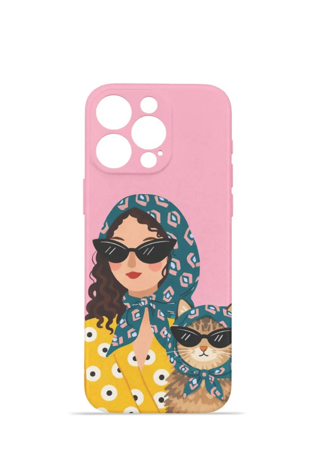 iPhone 14 Pro Vorian Camera Protective Case with Bohemian Cat Design.