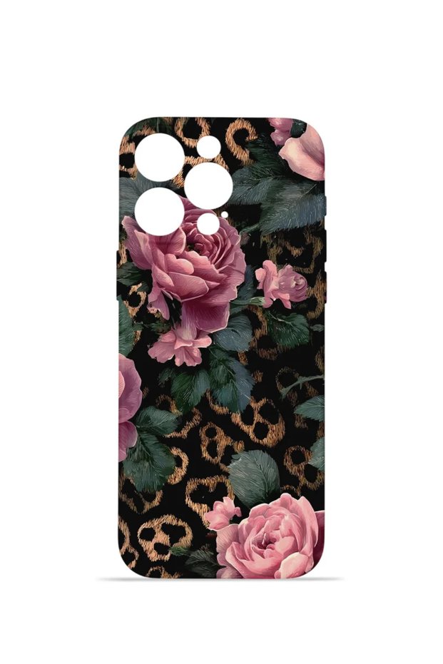iPhone 14 Pro Vorian Camera Protective Case, Leopard Pink Rose.