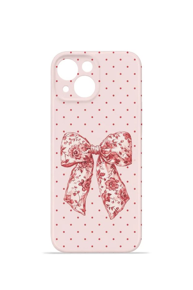 iPhone 15 Plus Vorian Mika Camera Protective Case, Vintage Rose Bow, Polka Dot Design.