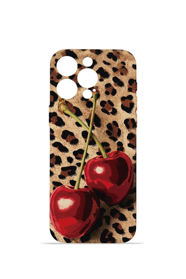 iPhone 13 Pro Vorian Camera Protective Case, Leopard Cherry Design.