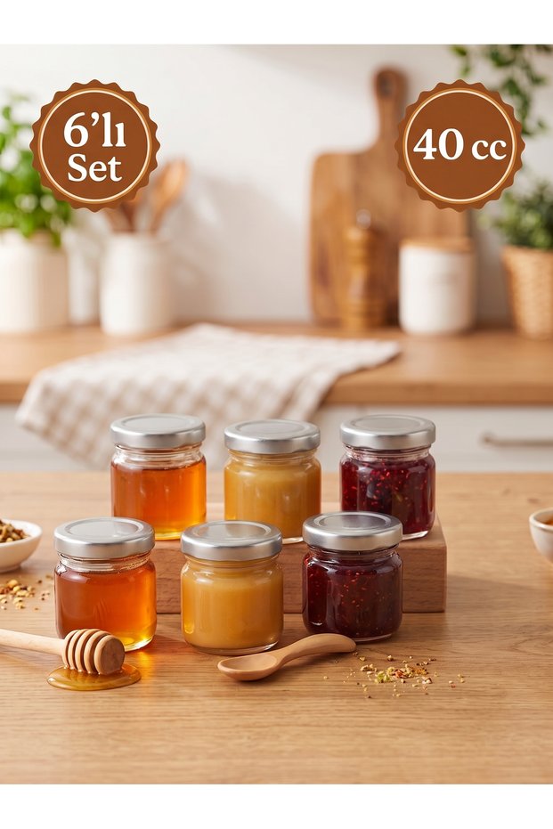 6-Piece Multi-Purpose 40 Cc Mini-Small Glass Jar Set with Metal Lids, for Baby Food, Wedding, Engagement, and Henna Candy – 40 Ml.