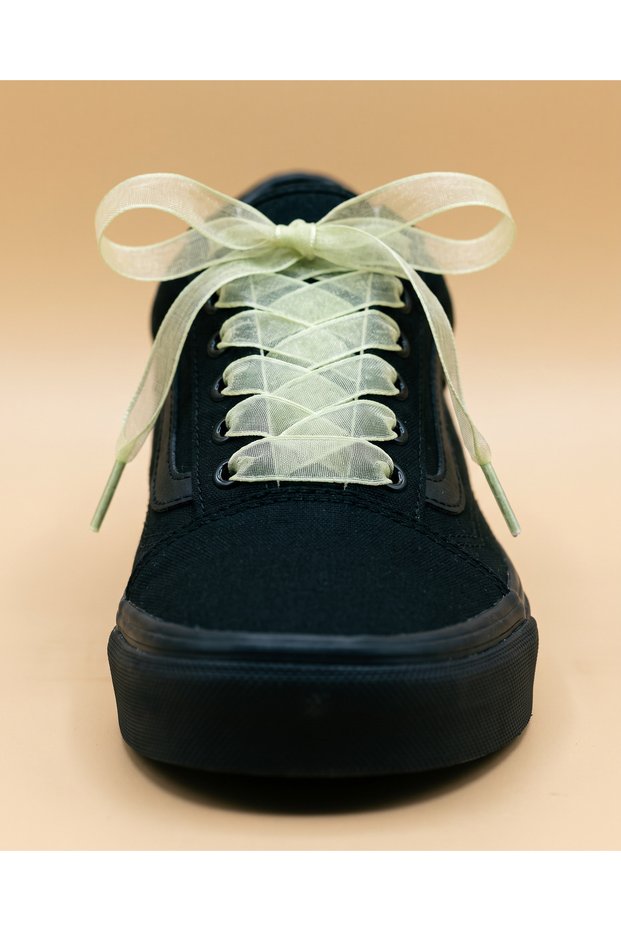 Pistachio Green Tulle Ribbon Shoelaces, 120 Cm, for Pastel Sneakers.