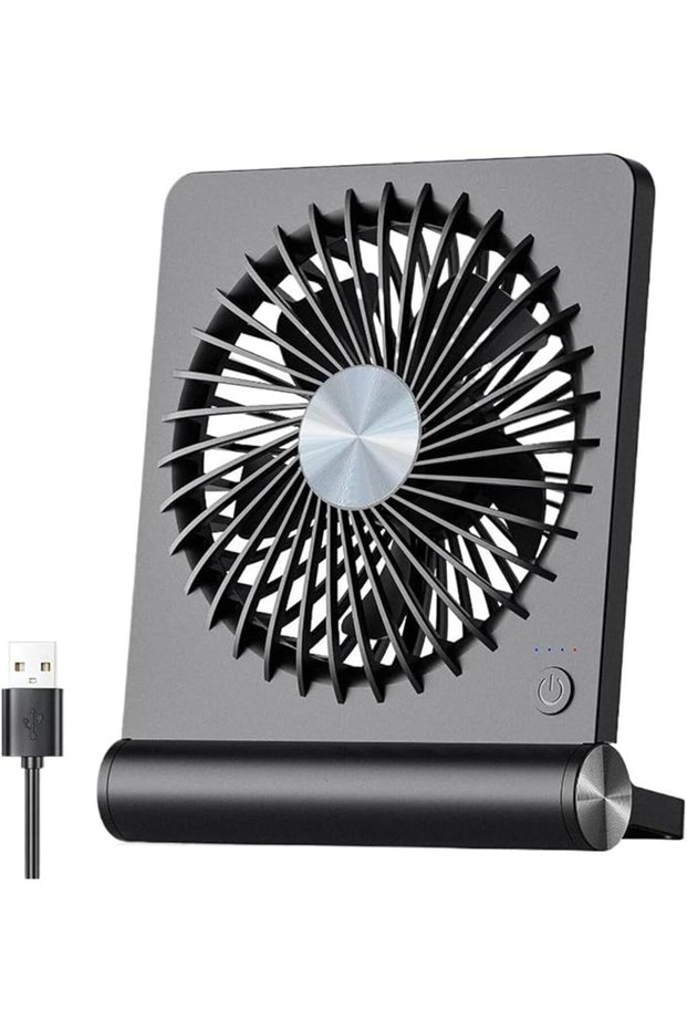مروحة مكتب صغيرة 220 ° قابل للإمالة، هادئ للغاية، قابل لإعادة الشحن عبر USB