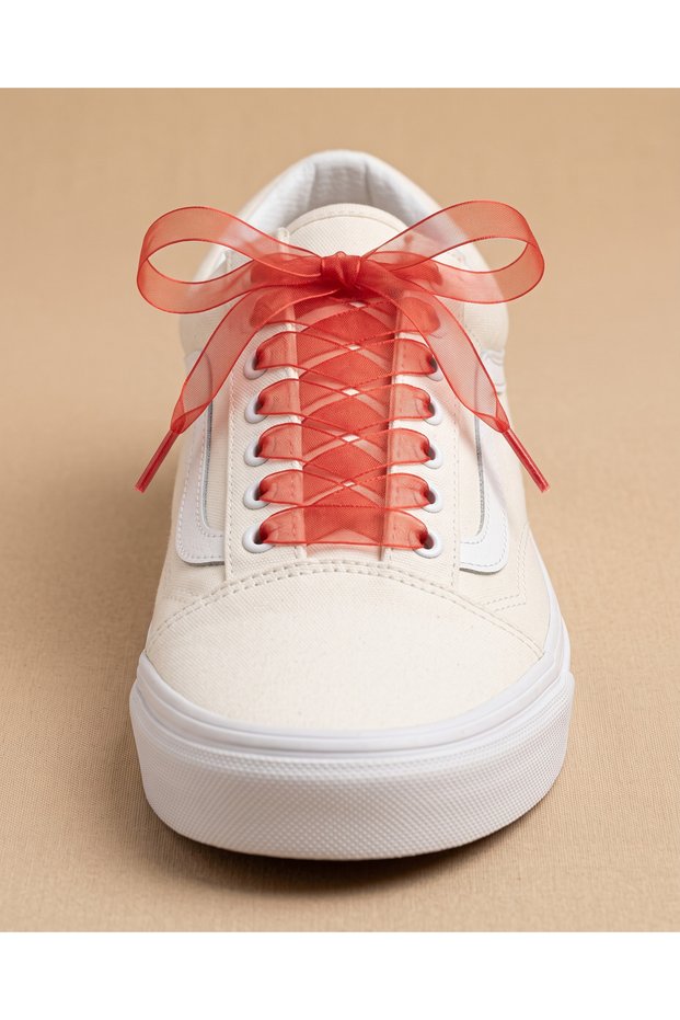 Red Tulle Ribbon Laces, 120 Cm, for Sneakers and Linen Shoes.