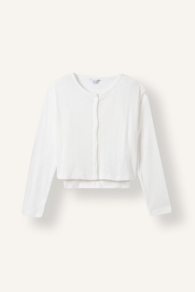100% Cotton 2-Piece Ribbed Buttoned Crop Basic Sweater for Girls J0170A826Au