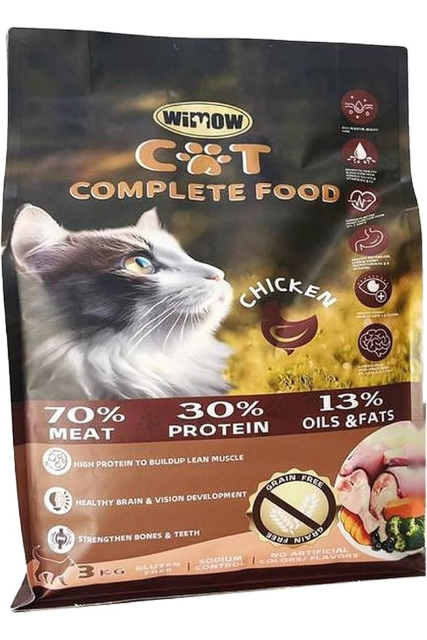 Grain Free Complete Dry Cat Food with Chicken, 30% Protein, Cranberry & Omega 3 & 6, Urinary Wellness Support, All Life Stages, (3 Kg)