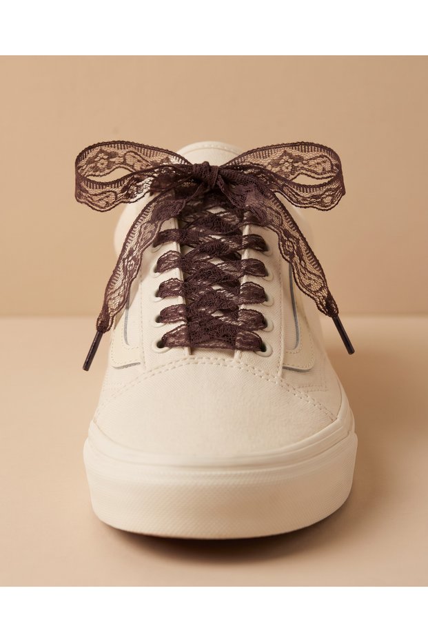 Dark Brown Floral Lace Laces, 120 Cm, for Sneakers and Linen Shoes.