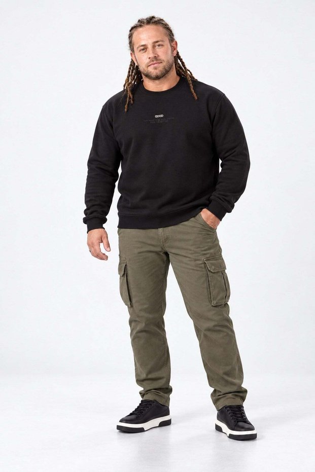 Men's Plus Size Crew Neck Duoflex Sweatshirt 26703 Black