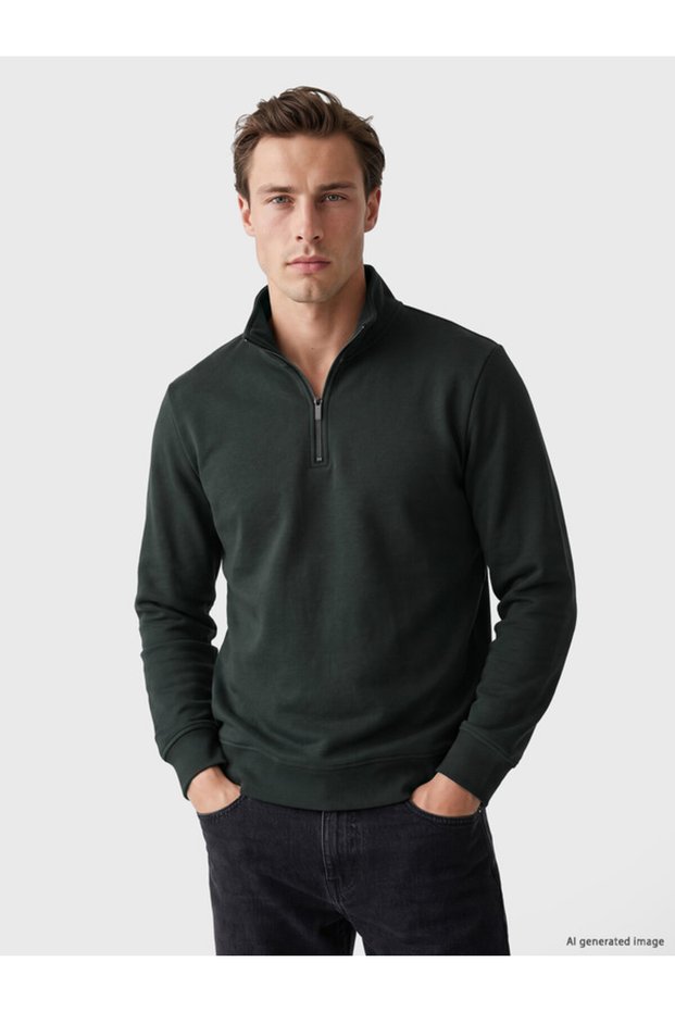 Rmz Gi̇yi̇m Farkiyla Dik Roba Collar Men's Thick Sweatshirt