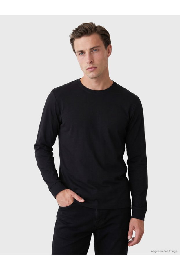 Rmz Gi̇yi̇m Farkiyla Zero Roba Collar Long Sleeve Men's T-Shirt