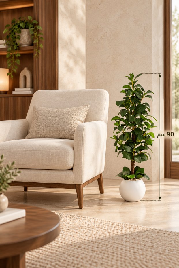 Lemon Leaf Tree, Plastic Basin, Wooden Stick, 90cm.