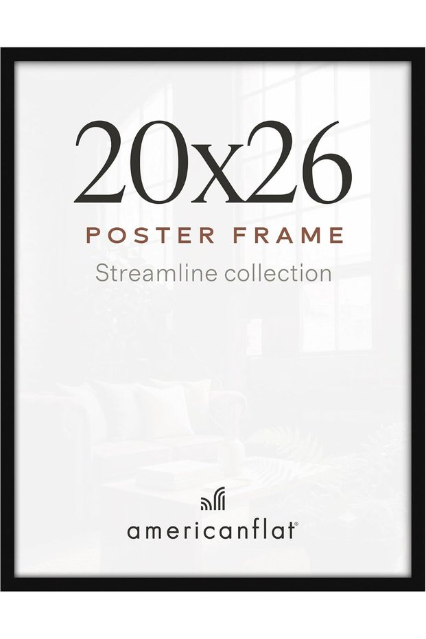 إطار صور مقاس 20 × 26 بوصة، مصنوع من زجاج شبكي مصقول - مجموعة "ستريملاين" - إطار صور بحواف رفيعة.