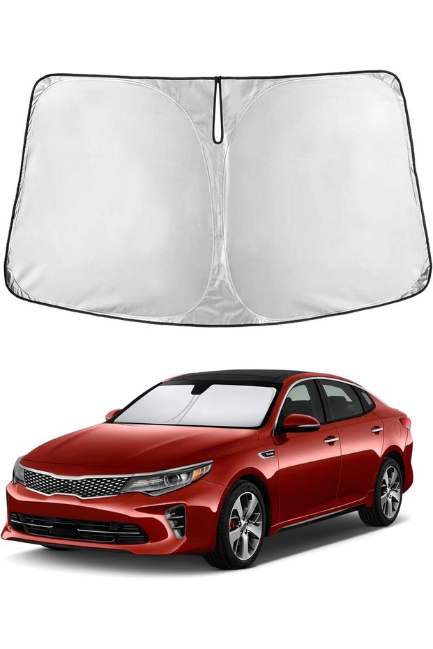 Windshield Sun Shade Compatible for Kia Optima | Front Window Sunshade | Foldable Sun Visor | UV & H