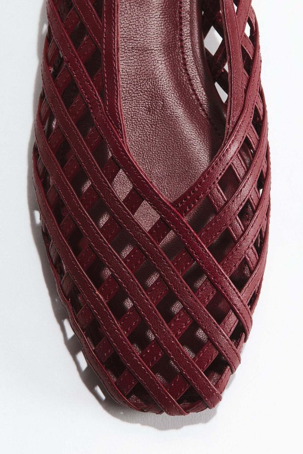 Braided-look leather ballet flats