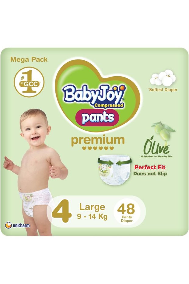 Olive Pants, Size 4 Large, Mega Pack, 9-14 Kg, 48 Count