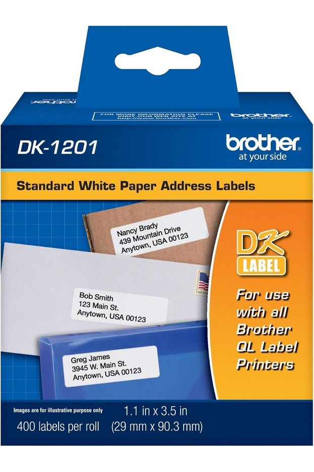 ملصقات قياسية مقطوعة بالقالب DK1201 أصلية لطابعات QL، (DK1201)