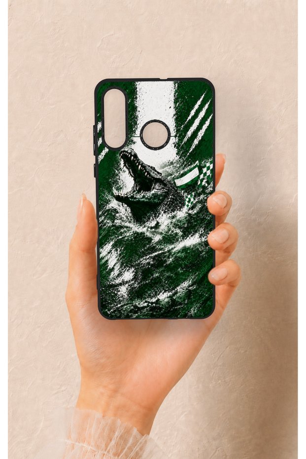 Huawei P30 Lite Compatible Green Crocodile-Patterned Silicone Case.