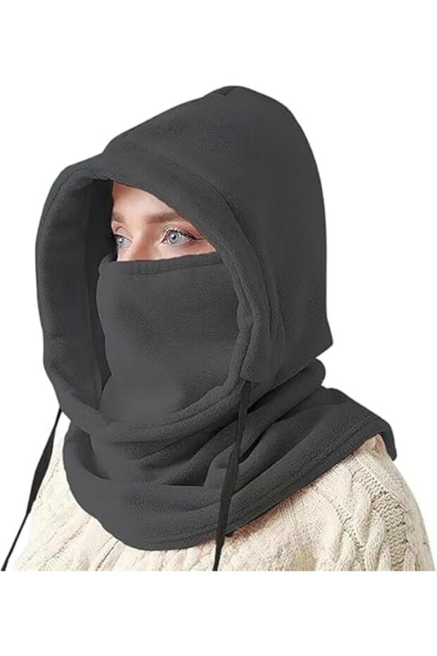 قناع وجه شتوي مقاوم للرياح، مصنوع من الصوف الناعم، مناسب للتزلج، للرجال - أسود.