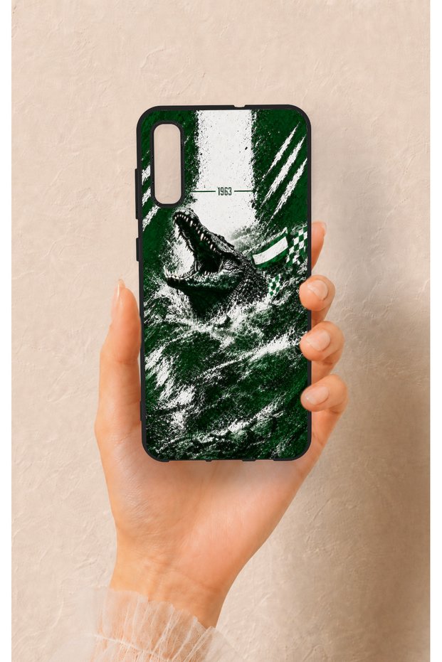 Samsung A70 Compatible Green Alligator-Themed Patterned Silicone Case