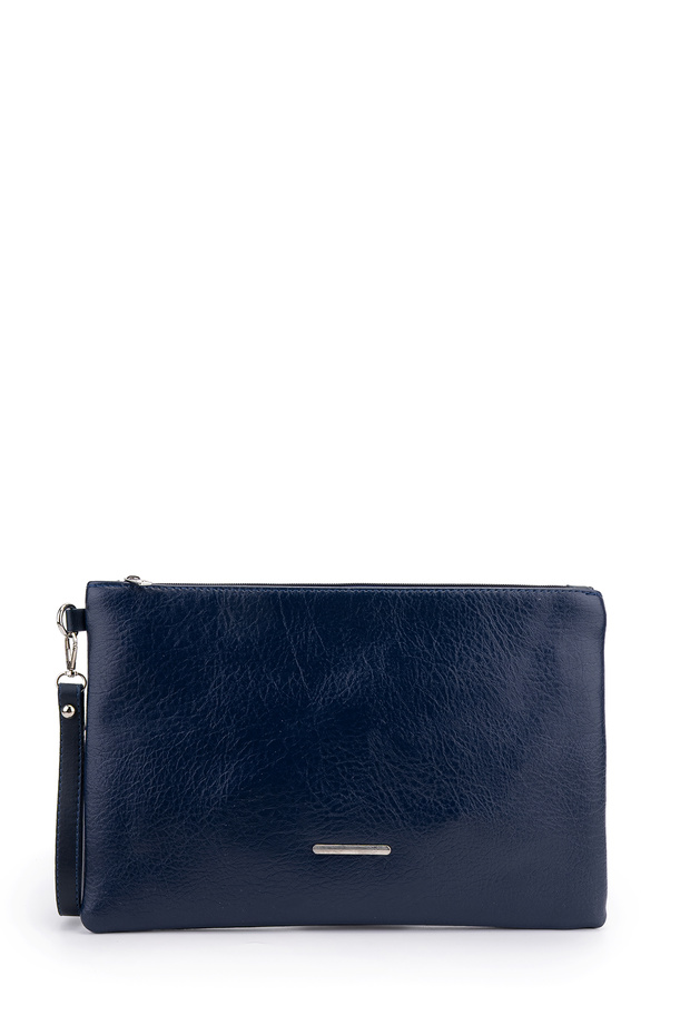 Women's Wrist Strap Clutch with Metal Accents by Madame, Faux Leather