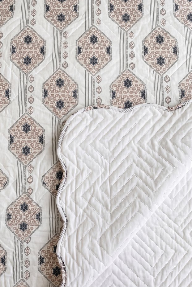 Vizon Lidya Geometric Double Quilted Bedspread & Multi-Purpose Bed Cover - 3 Pieces