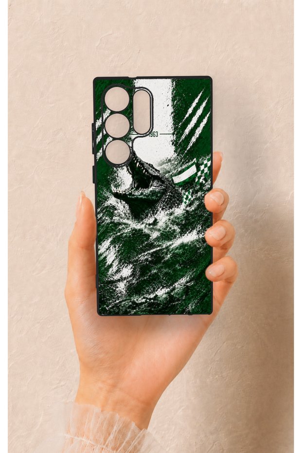 Samsung S23 Ultra Compatible Green Crocodile-Themed Patterned Silicone Case