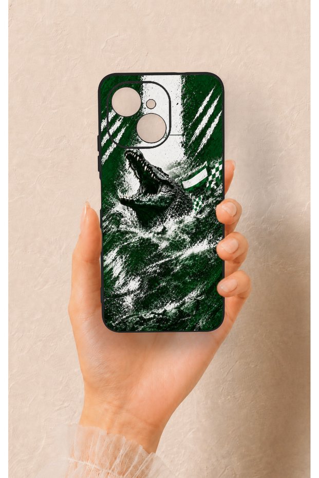 Tecno Spark 40C Compatible Green Crocodile-Themed Patterned Silicone Case.