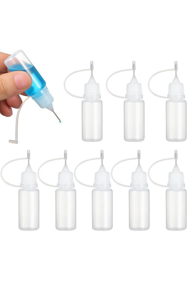 Needle Bottle 10ml Needle Tip Glue Bottle for DIY 10pcs (White)