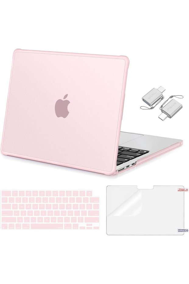 متوافق مع حافظة MacBook Air 13 موديل 2026-2022 M5-M2، لون وردي