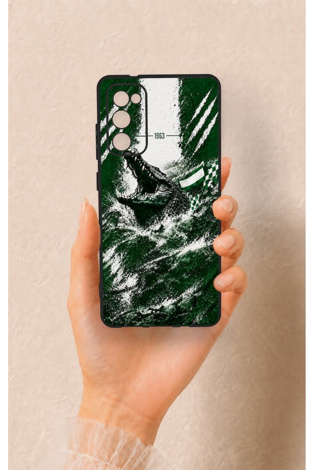 Samsung S20Fe Compatible Green Crocodile-Themed Patterned Silicone Case.